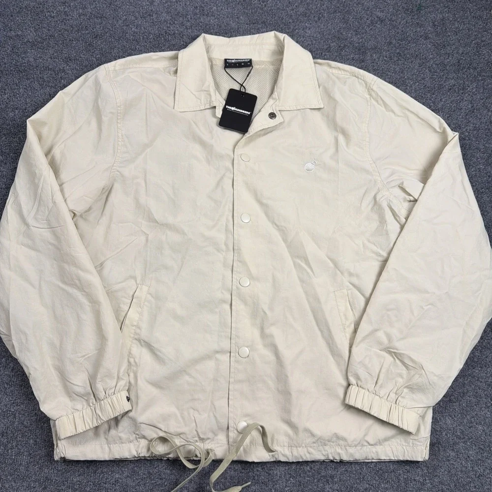 The Hundreds Jacket‎ Mens Medium Light Khaki Crinkled Nylon Coaches Windbreaker